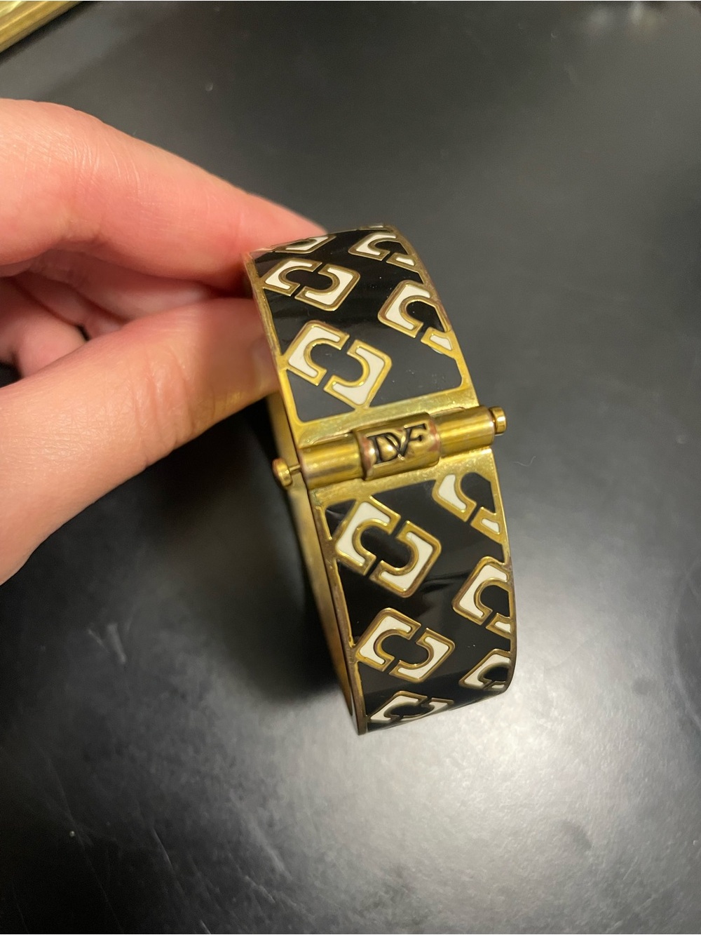 DVF black and gold bangle, 7”